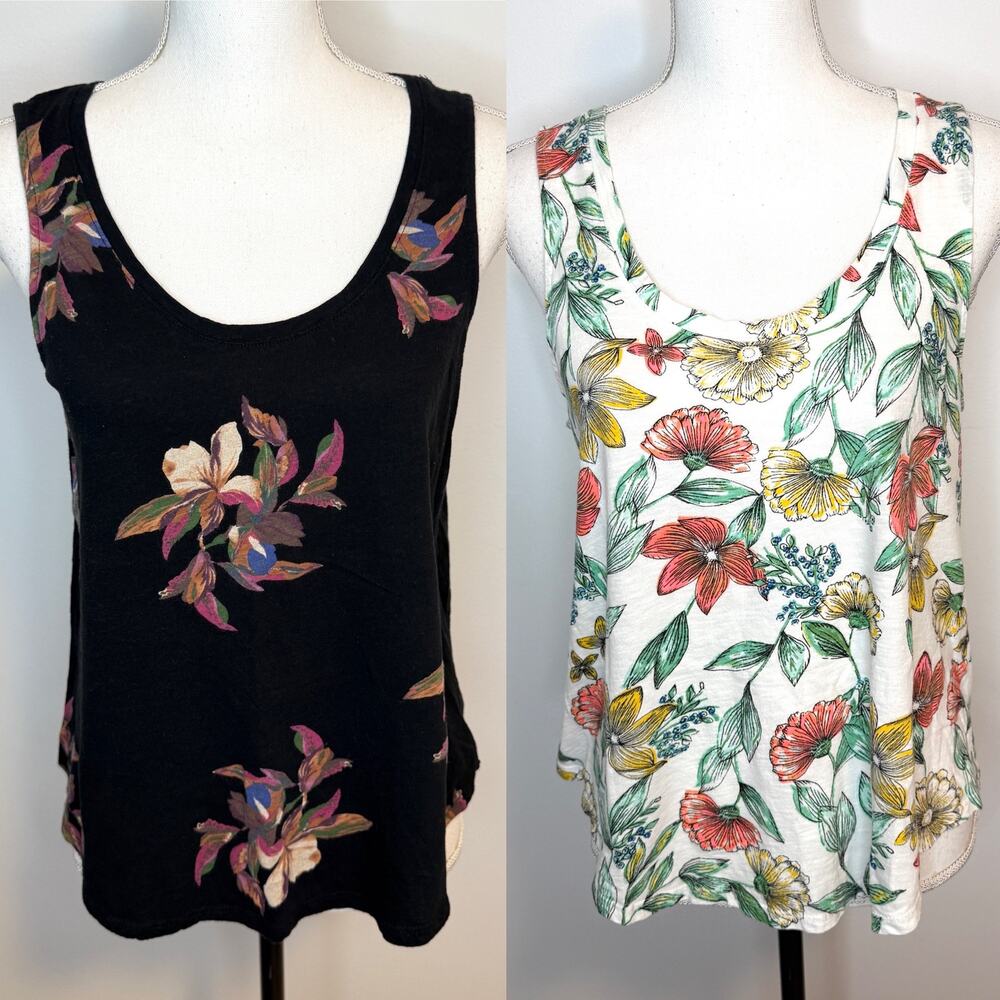 A New Day Target Floral Tropical Tank Top Bundle In Black White Size Medium